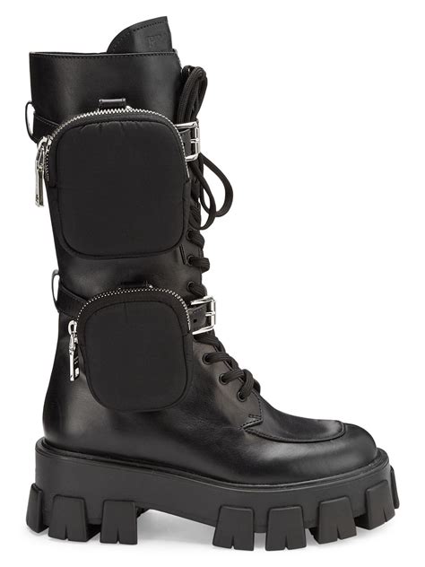 prada block boots|prada black chunky combat boots.